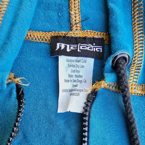 *RARE* Vintage Melodia Designs Teal Miniskirt Pants and Crop Hoodie Small S33 - Picture 13 of 15